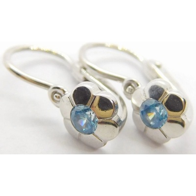 Klenoty Budín Dětské zlaté náušnice z bílého zlata s modrými topazy 1180927