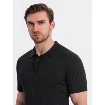 Ombre pánské triko s límečkem OM-POSS-0143 BLACK