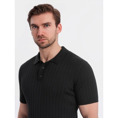 Ombre pánské triko s límečkem OM-POSS-0143 BLACK