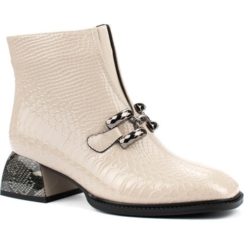 Бежови дамски боти ефект змия