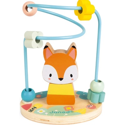 Janod Детска играчка Janod - Спирала с мъниста, лисица Pure (J05151)