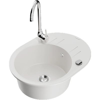 Mexen Kevin гранитна мивка с 1 камера и отцедник с кухненски смесител Telma, (6517-20-670200-00)