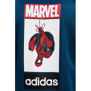 Adidas Суичър adidas Spiderman Hoo мъжки в синьо с качулка с принт JL7975 (JL7975)