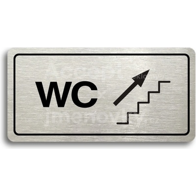 ACCEPT Piktogram WC VPRAVO NAHORU - stříbrná tabulka - černý tisk