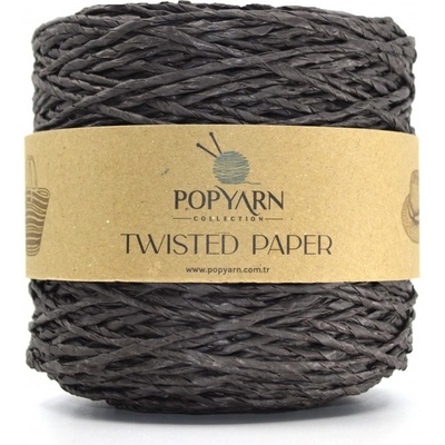 POPYARN Papírová příze Twisted paper B501 - hnědá temná, 250g 255m