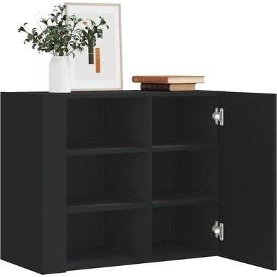 vidaXL Стенен шкаф, черен, 75x35x60 см, инженерно дърво (848424)