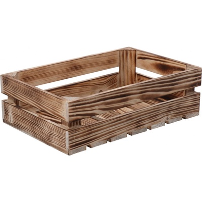 ČistéDřevo Opálená dřevěná bedýnka 40 x 26 x 12 cm