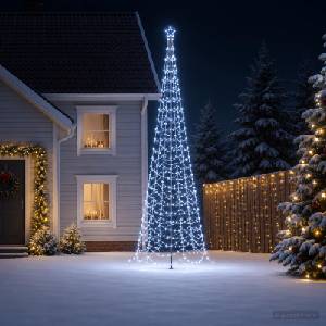 vidaXL Спирална коледна елха с LED светлини и колче EKENAS 400 см (42056598)