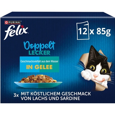 Felix Fantastic Dvojnásobná pochoutka treska a losos losos a sardinky sleď a pstruh pstruh a makrela 12 x 85 g