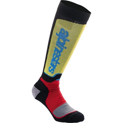 Alpinestars ponožky MX PLUS černá/červená fluo/žlutá fluo/modrá
