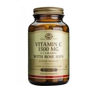 Solgar Хранителна добавка Витамин ц + шипка , Solgar Vitamin C 1500mg with Rose Hips - 90tabs