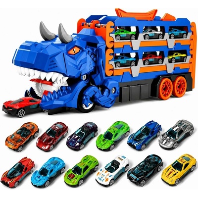 iMex Toys Ultimátní dinosauří tahač 3v1 + 12 autíček