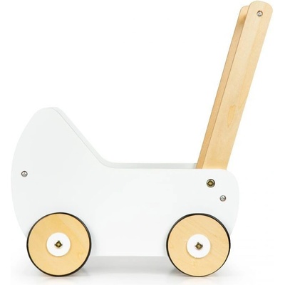 EcoToys drevené biely kočík pre bábiky