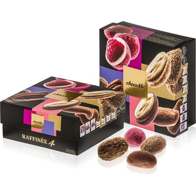 Výber čokoládové dražé s ovocím a orechmi v mliečnej, bielej a blond čokoláde(4x40g)