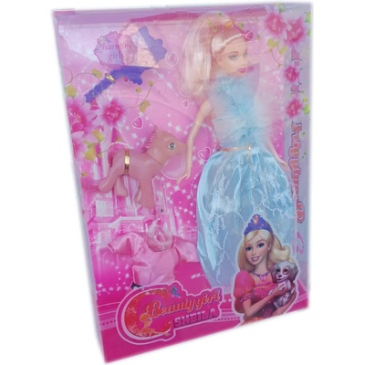 Кукла с пухен шал, дълга коса и аксесоари Шейла