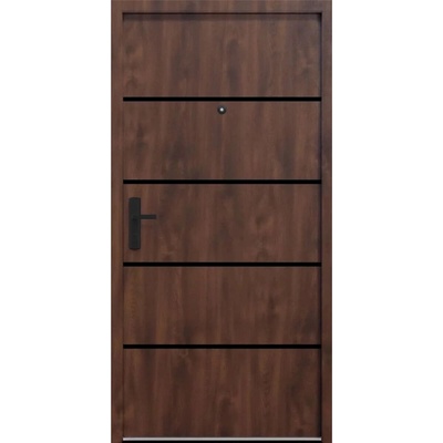 CKdveře bezpečnostní vchodové Blackline ořech M02 88 x 200 cm Levé dovnitř