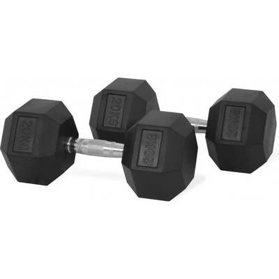 Merco Hex Rubber Dumbbell činka hmotnost 20 kg