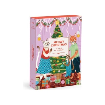 Galison Meowy Christmas 12 Days of Puzzles Countdown 500 dílků