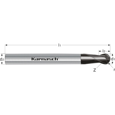 Karnasch 306476001003 | Tvrdokovová 3D rádiusová fréza 0,1/0,05x0,2-38x3 mm, Z=2