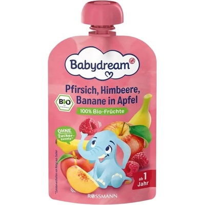 Babydream BIO broskev, jablko, banán a malina 100 g – Hledejceny.cz