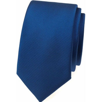 Úzka kravata jednofarebná tmavomodrá