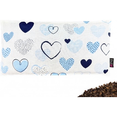 VFstyle nahřívací polštářek bederní s pohankovými slupkami 50x20 cm Blue Hearts