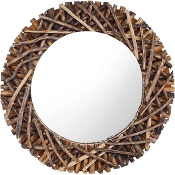 vidaXL Стенно огледало 60 см тиково кръгло (288802)