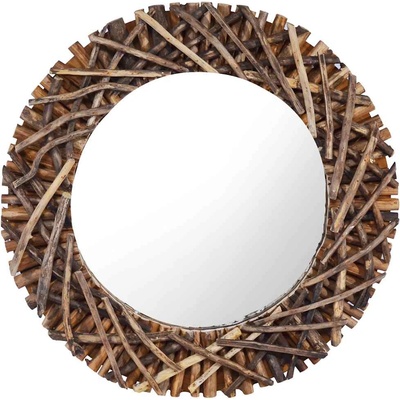 vidaXL Стенно огледало 60 см тиково кръгло (288802)