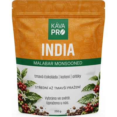 KávaPRO India Malabar Monsooned výběrová káva mletí filtr 250 g