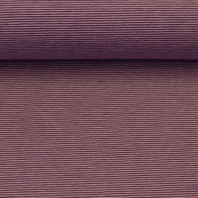 Bavlněný úplet - jemné proužky bordeaux/starorůžová