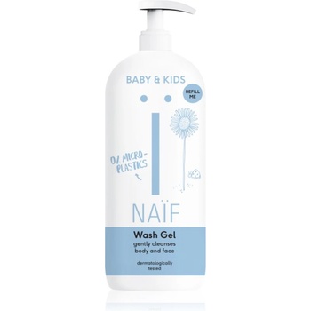 Naïf Baby & Kids Wash Gel почистващ и миещ гел за деца и бебета за тяло и лице Refill Me 500ml