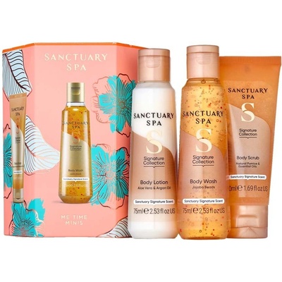 Sanctuary Spa Signature osviežujúci sprchový gél 75 ml + hydratačné telové mlieko s aloe vera 75 ml + gélový peeling s vyhladzujúcim efektom 50 ml