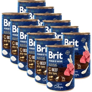 Brit Консерва Brit premium by Nature говеждо и трепан 12 x 400 г