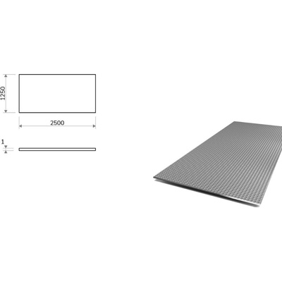 Nerezový plech dekor KARO - 1,25x2,5 m, tloušťka 1 mm + fólie