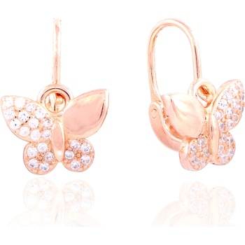 Olivie strieborné náušničky pre bábätko MOTÝLIK ROSE 5173