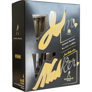 Johnnie Walker Black Label 12 YO с две ниски чаши - бленд шотландско уиски 700ml