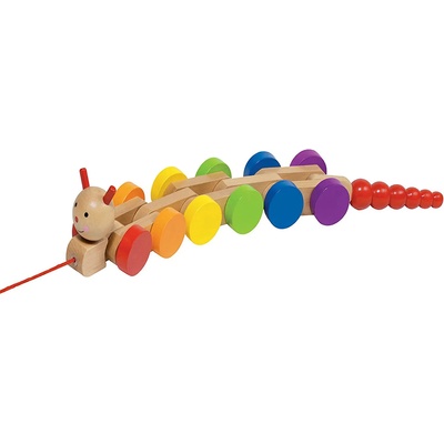 Goki Дървена играчка за дърпане Goki - Гъсеница Нила (54960)