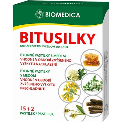 Biomedica Bitusilky pastilky s vit. C a medem 15 + 2 ks