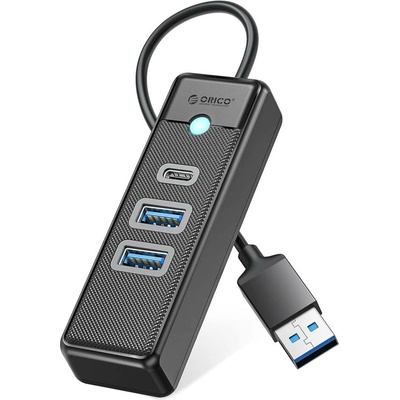 USB rozbočovač Orico PWC2U-U3, 3 porty: 2x USB-A 3.0, 1x USB-C 3.0, délka kabelu 1,8 m – černý