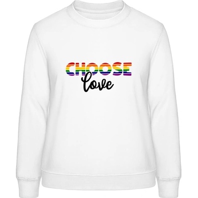 AWDis Dúhová mikina s Nápisom Choose Love arktická biela