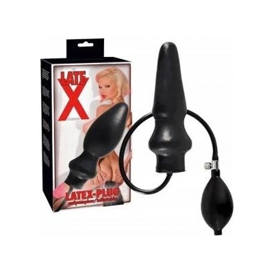 Late X You2Toys Latex Inflatable Plug Black 20cm Adjustable Size System
