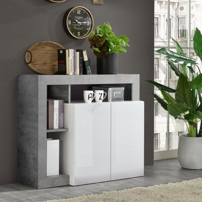 mc Akcent Комод lenor, бял/сив с бетонен ефект (mc0080)