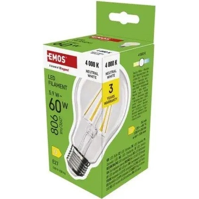 Emos LED žiarovka Filament A60 E27 5,9 W 60 W 806 lm ,neutrálna biela,ZF5D43