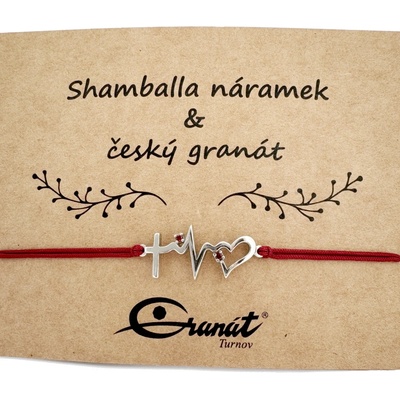 Granát Turnov Český granát stříbrný náramek Shamballa 008 červená