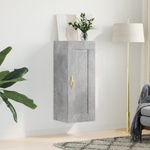 vidaXL Стенен шкаф, бетонно сив, 34, 5x34x90 см, инженерно дърво (835022)
