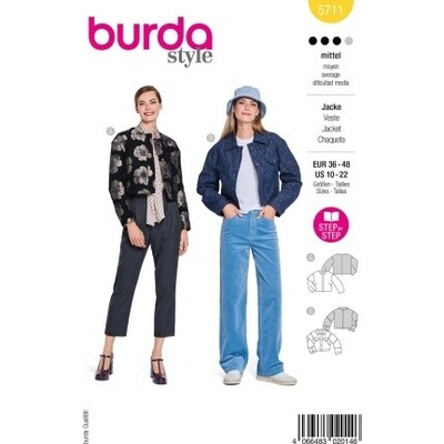 Střih Burda 5711 na dámský kabátek - kombinace 2 střihy