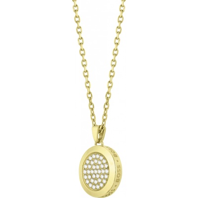 Hugo Boss Oslnivý pozlátený náhrdelník s kryštálmi medallion 1580300