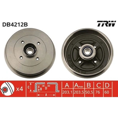 Brzdový bubon (cena za 1ks) TRW DB4212B