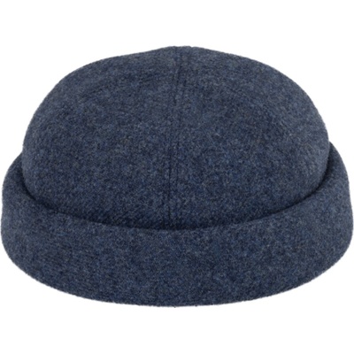 Fiebig Headwear since 1903 Vlněná modrá čepice Shetland melange Docker cap zimní vlněná čepice