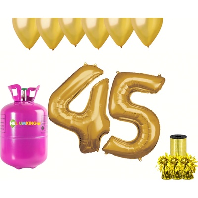 HeliumKing Helium párty set na 45. narozeniny se zlatými balónky